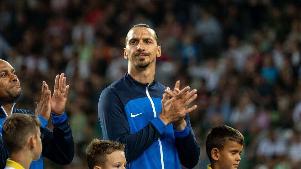 Zlatan Ibrahimovič počas charitatívneho zápasu na podporu Slovinska.