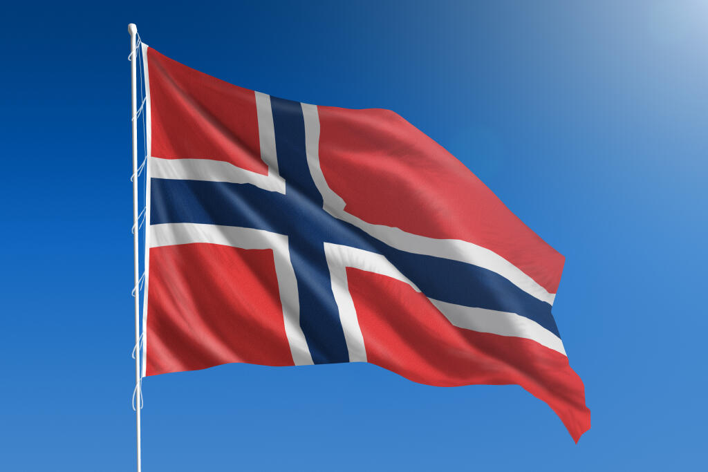 The,National,Flag,Of,Norway,Blowing,In,The,Wind,In