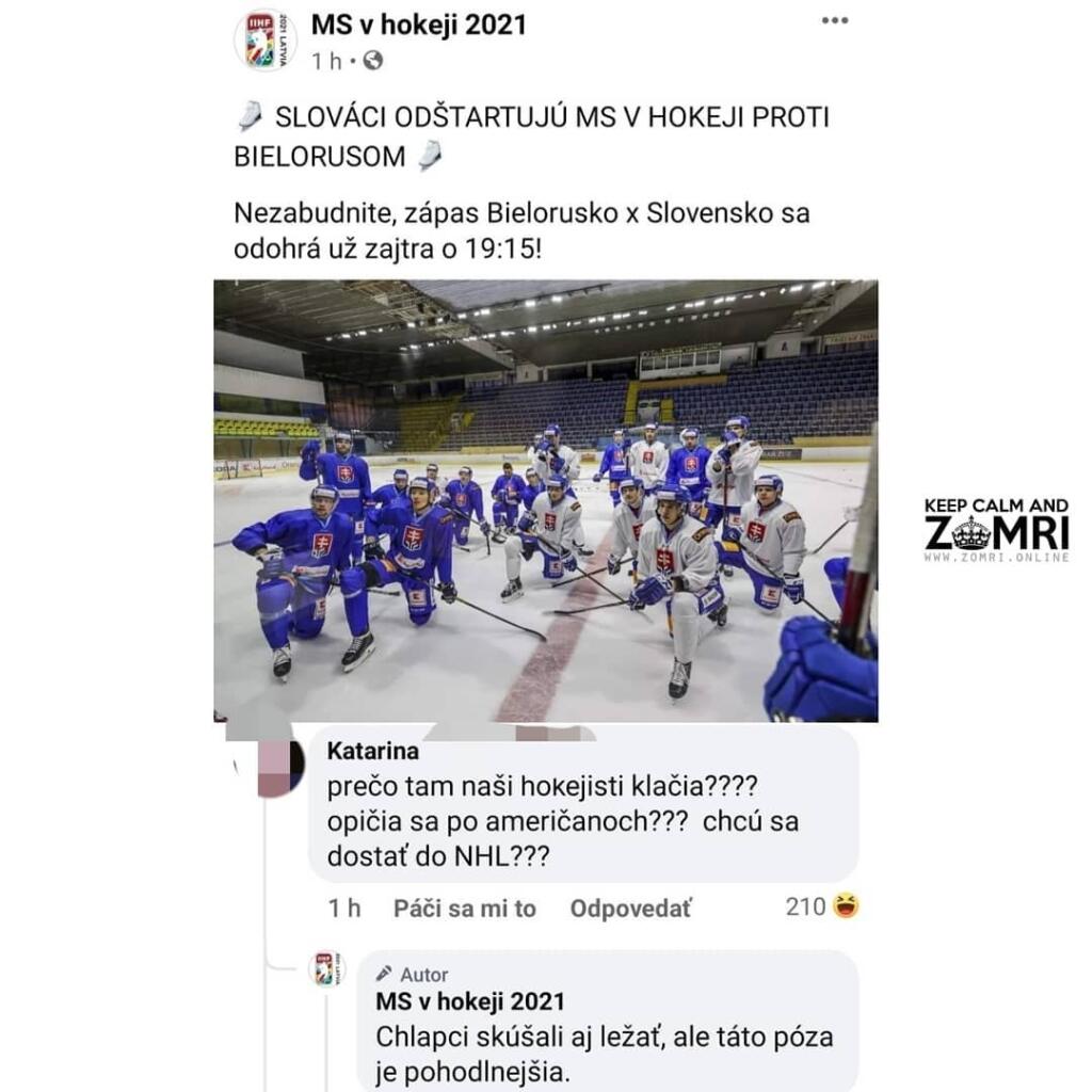 Majstrovstvá sveta v hokeji neprinášajú len krásne góly a súboje o víťazstvá, ale aj množstvo vtipov.