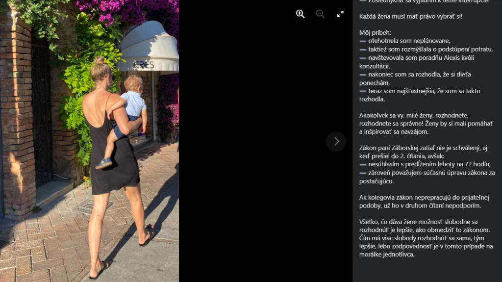 Tabák reagovala na svoj krok hlasovať za zákon Anny Záborskej na svojom facebooku.