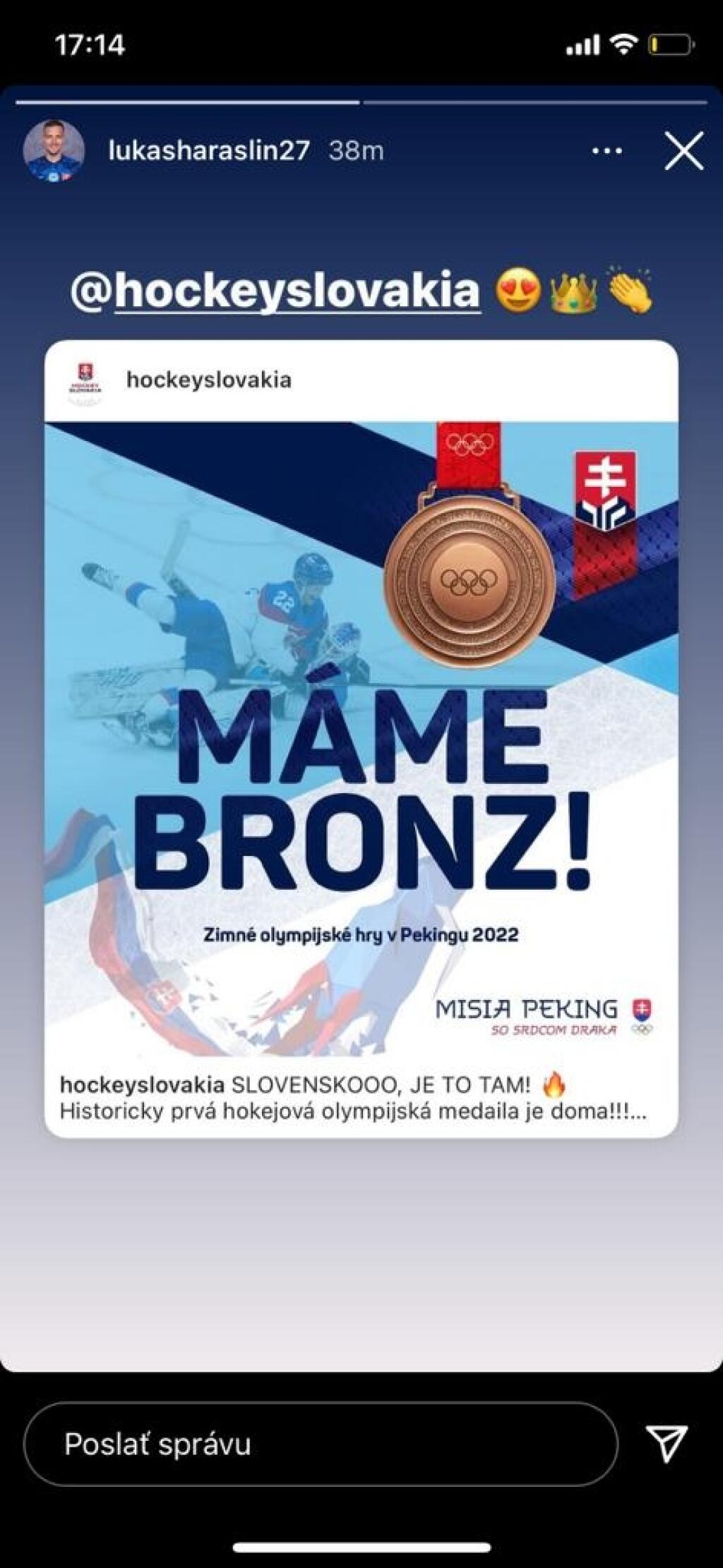 Slovenskí športovci a osobnosti gratulovali našim famóznym hokejistom cez sociálne siete.