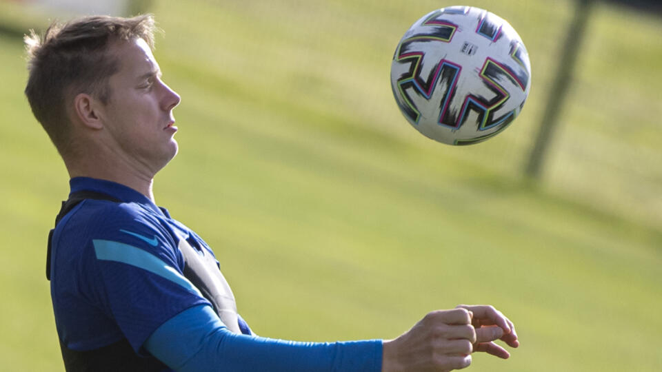 Na snímke slovenský futbalový reprezentant Tomáš Hubočan počas tréningu na sústredení v rakúskom Windischgarstene.