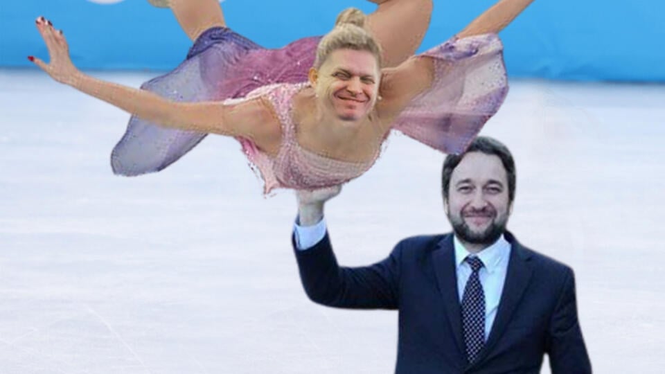 Ako by to vyzeralo, keby na olympiáde bojovali o medaily naši politici? Dvojica Robert Fico - Ľuboš Blaha by súťažila v krasokorčuľovaní.
