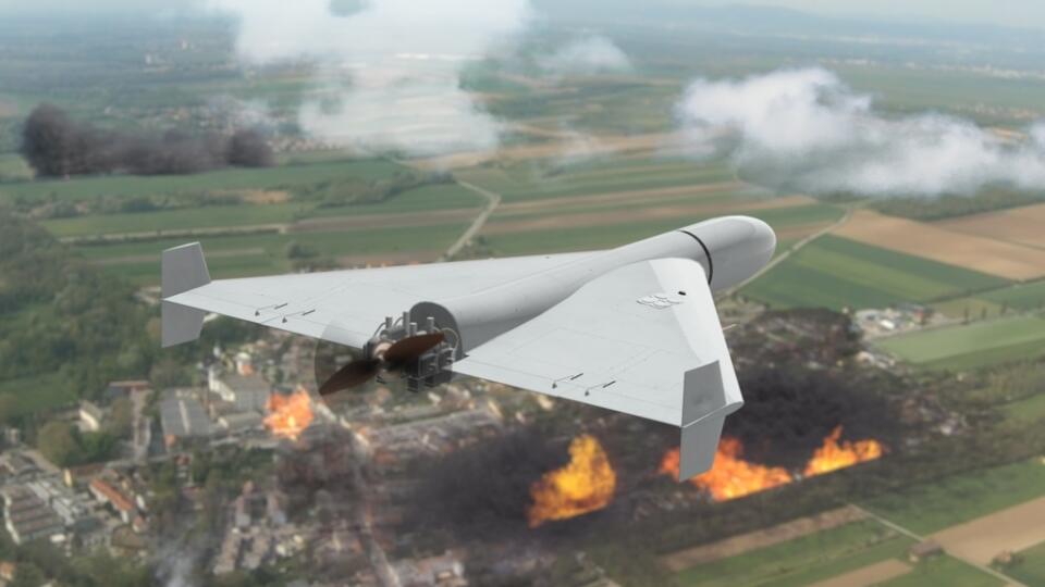 An,Unmanned,Military,Drone,Flies,In,The,Sky,Over,A