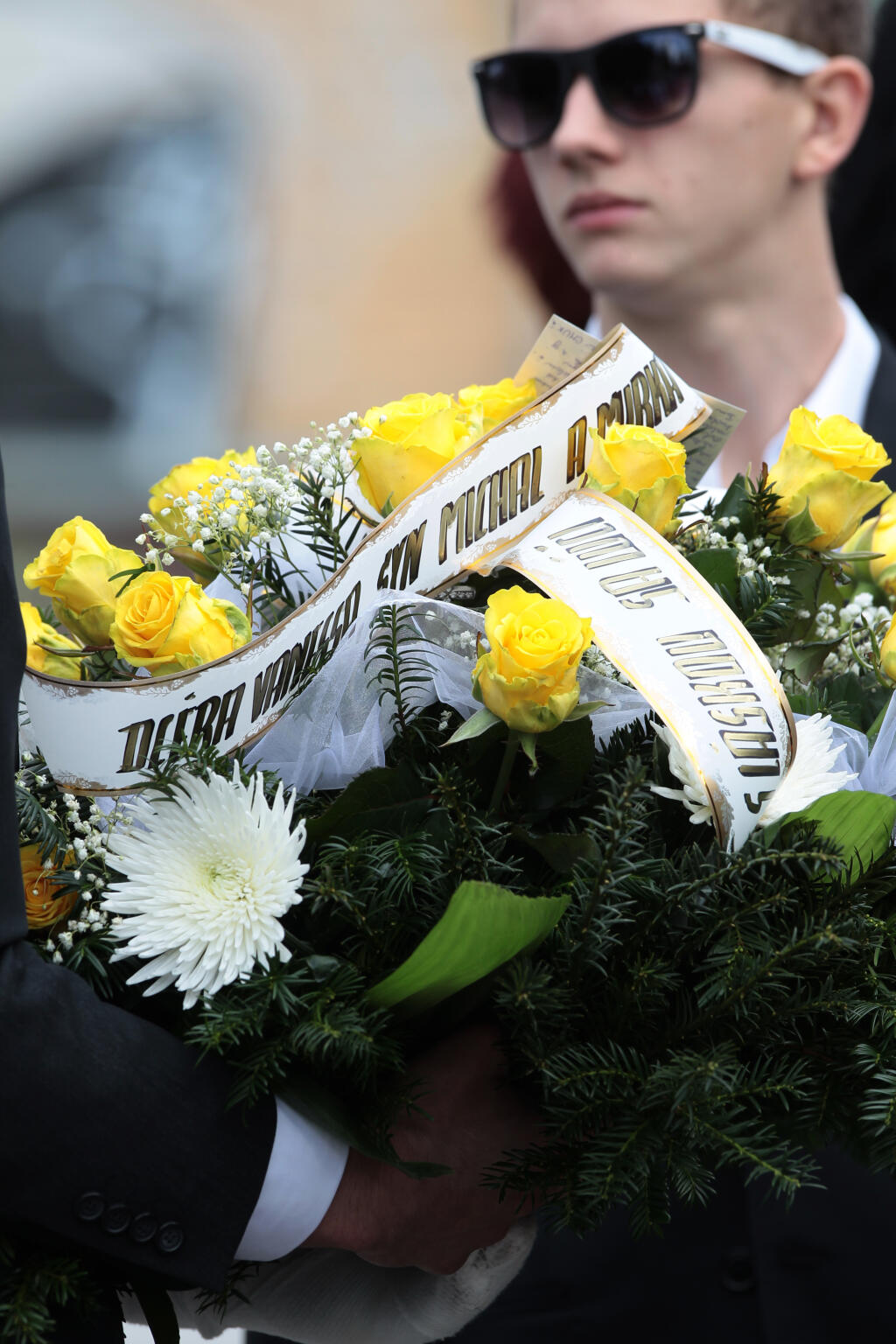 Pohreb Miroslava Hlinku v krematóriu v Trenčíne v roku 2014. Prišlo mnoho športových osobností.