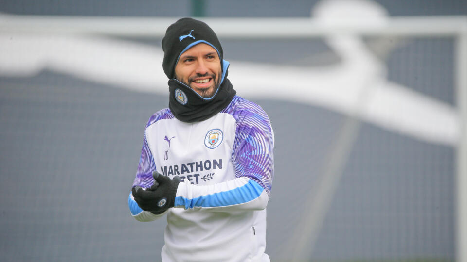 Sergio Agüero počas tréningu Manchestru City.