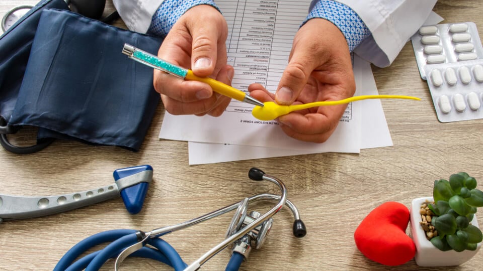 Doctor,During,Consultation,Held,In,His,Hand,And,Shows,Patient