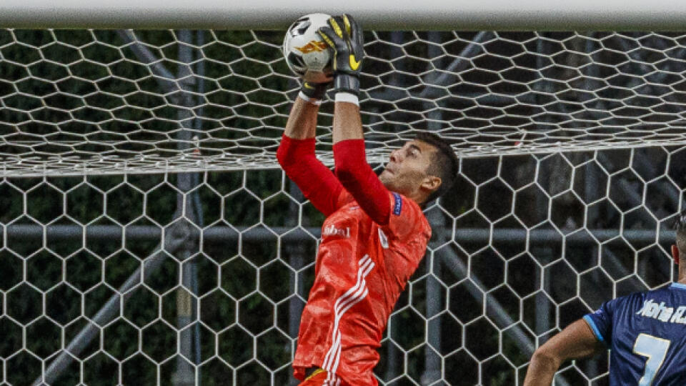 Na snímke Dominik Greif počas zápasu K skupiny Európskej ligy UEFA medzi ŠK Slovan Bratislava a Braga SC.