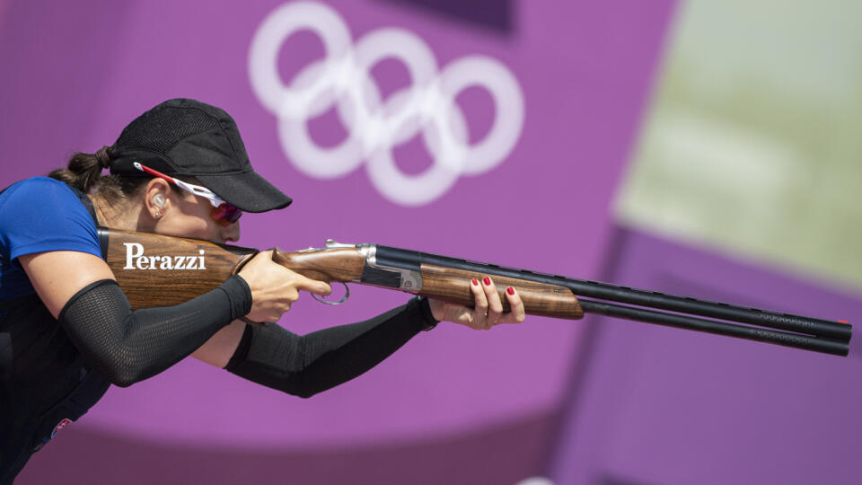 Slovenská reprezentantka v športovej streľbe Danka Barteková počas kvalifikácie v skeete žien na XXXII. letných olympijských hrách v Tokiu v nedeľu 25. júla 2021. FOTO TASR - Martin Baumann