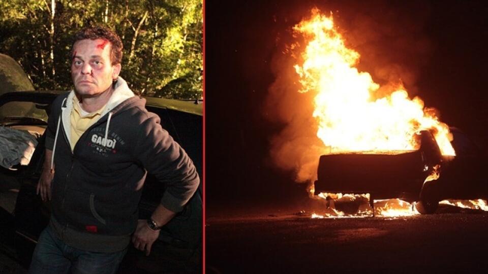 Marián Miezga alias Michal Bajza zamestnal maskérky a jeho auto zas hasičov!