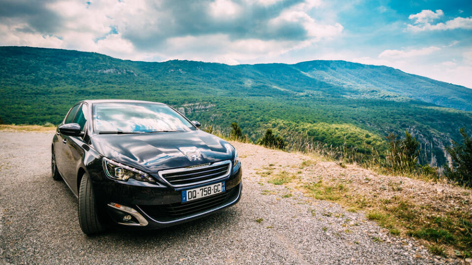 Verdon,,France,-,June,29,,2015:,Black,Colour,Peugeot,308