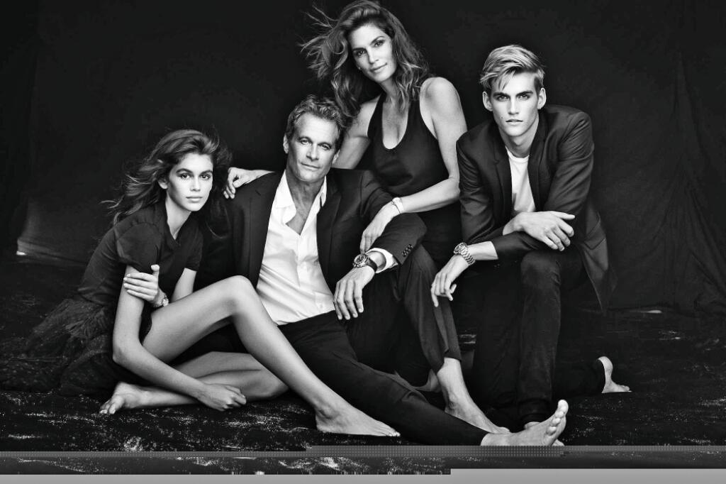 Kaia Gerber, Rande Gerber, Cindy Crawford and Presley Gerber attend a photo shoot during 'Her Time' Omega Photocall as part of the Paris Fashion Week Womenswear Spring/Summer 2018 in Paris, Image: 351948054, License: Rights-managed, Restrictions: Not available for publication in France, Belgium, Spain, Italy, Model Release: no, Credit line: Profimedia, Wenn