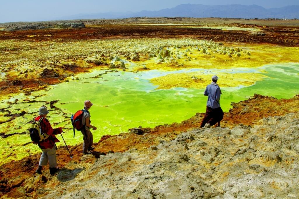 Oblasť Dallol – pohľad na toto miesto pripomína výjavy zo sci-fi filmov.