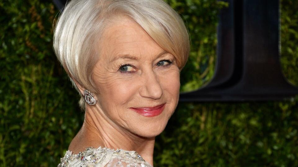 Helen Mirren na 69. ročníku udeľovania cien Tony Awards.