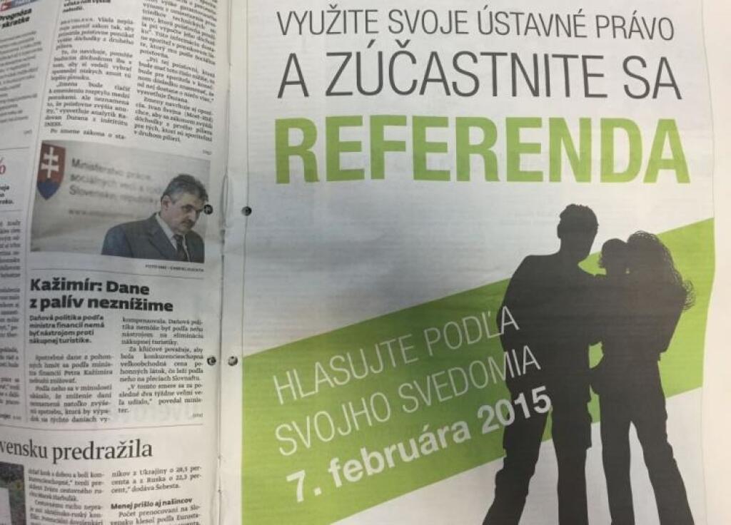 Na referendum posielal ľudí aj inzerát v Sme. Denník tají, od koho je