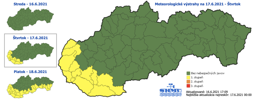 Výstraha na štvrtok a piatok