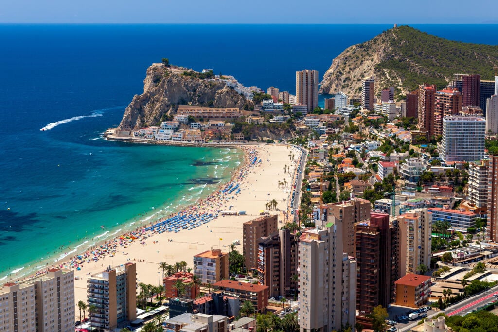 Poniente largest beach in Benidorm Spain