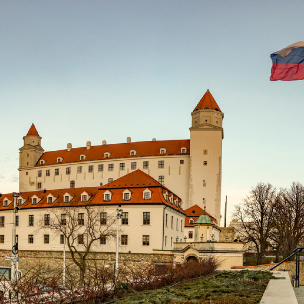 Bratislava,,Slovakia,,February,28,,2020,,Bratislava,Castrle,With,Slovak,Flag
