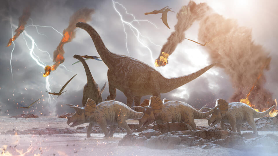 3d,Illustration,Of,A,Concept,Destruction,Of,Dinosaurs,By,A