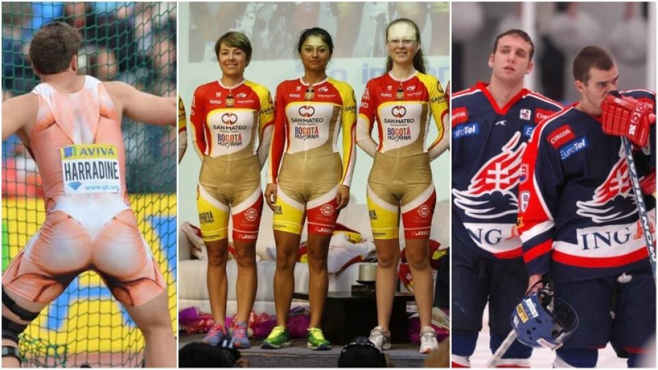 Hotová katastrofa! Inak sa nedajú nazvať následné "skvosty". Kluby, stajne a jednotliví športovci si na seba obliekli v histórii športu najrôznejšie kúsky, z ktorých fanúšikovia len krútili hlavou. Výsledkom čudnej "kreatívy" sú potom katastrofy ako chlpaté rozkroky, odhalené zadky či bradavky, jahody a čučoriedky na telách a podobne. Medzi najväčšími športovými katastrofami nechýbajú ani slovenskí hokejisti, ktorých "čudá" na telách fanúšikom takmer oči vypichli.