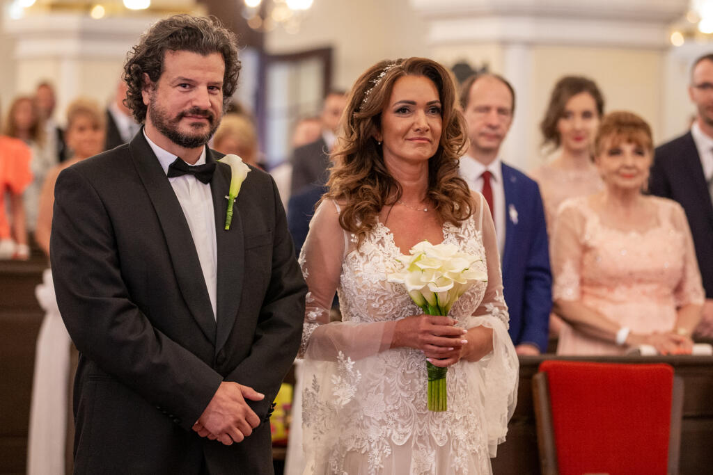 Svadba Karin Majtánovej a Petra Kremnického v Bratislave. Na snímke je Karin Majtánová a Peter Kremnický.