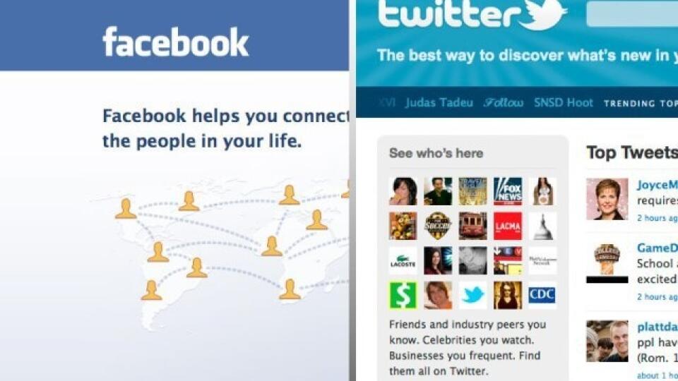 Známe sociálne siete Facebook a Twitter.