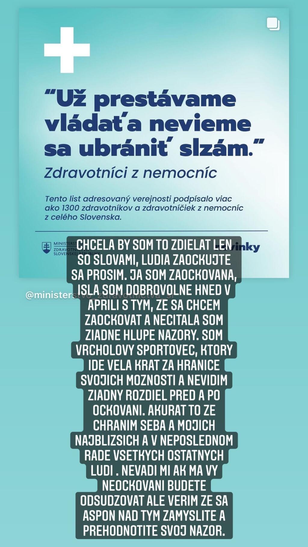 Petra Vlhová reagovala na výzvu lekárov.