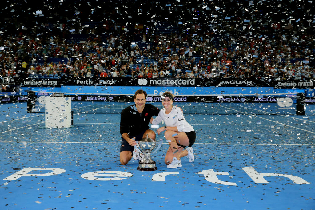 Roger Federer a Belinda Benčičová si triumf na Hopmanovom pohári poriadne užili.