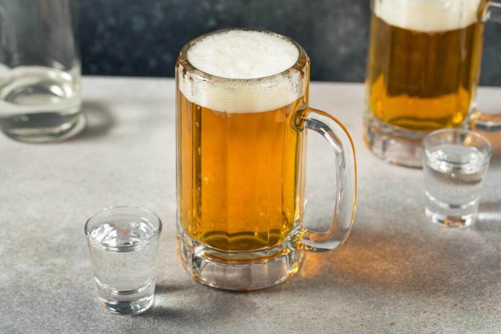 Boozy Russian Yorsh Boilermaker with Beer and Vodka