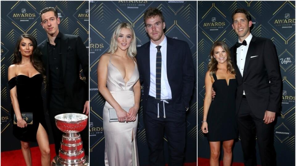 Zľava: Jordan Binnington, Connor McDavid a Ben Bishop prišli na akciu so svojimi polovičkami. Tie neboli zďaleka jediné, ktoré zatienili veľké hokejové mená. Na červenom koberci sa to hmýrilo bujarými výstrihmi!