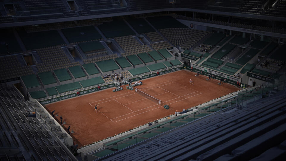 EBE 56 Paríž - Na snímke vpravo poľská tenistka Iga Swiateková a vľavo Ukrajinka Marta Kosťuková v osemfinále dvojhry na grandslamovom turnaji Roland Garros v Paríži 7. júna 2021. FOTO TASR/AP
Ukraine's Marta Kostyuk, on court bottom left, plays a return to Poland's Iga Swiatek during their fourth round match on day 9, of the French Open tennis tournament at Roland Garros in Paris, France, Monday, June 7, 2021. (AP Photo/Christophe Ena)