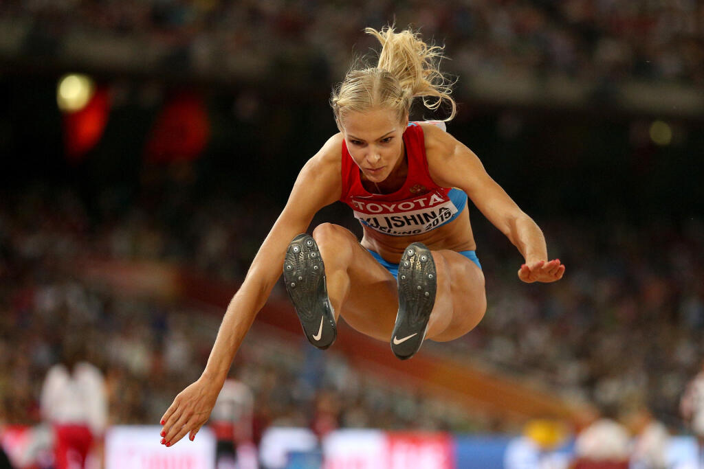 BEIJING, CHINA - AUGUST 28: Darya Klishina of Russia competes in the Women's Long Jump final during day seven of the 15th IAAF World Athletics Championships Beijing 2015 at Beijing National Stadium on August 28, 2015 in Beijing, China. (Photo by Patrick Smith/Getty Images)