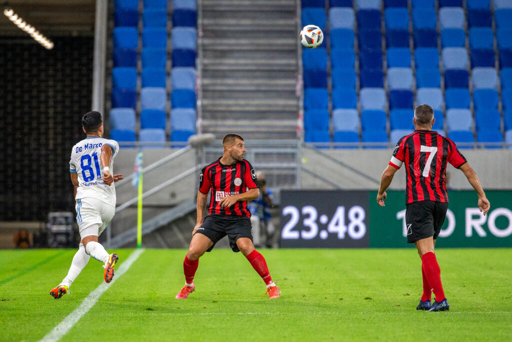 ŠK Slovan Bratislava a Lincoln Red Imps FC sa stretol v zápase tretieho kola kvalifikácie Európskej ligy na Tehelnom poli v Bratislave. Na snímke je Vernon De Marco Morlacchi.