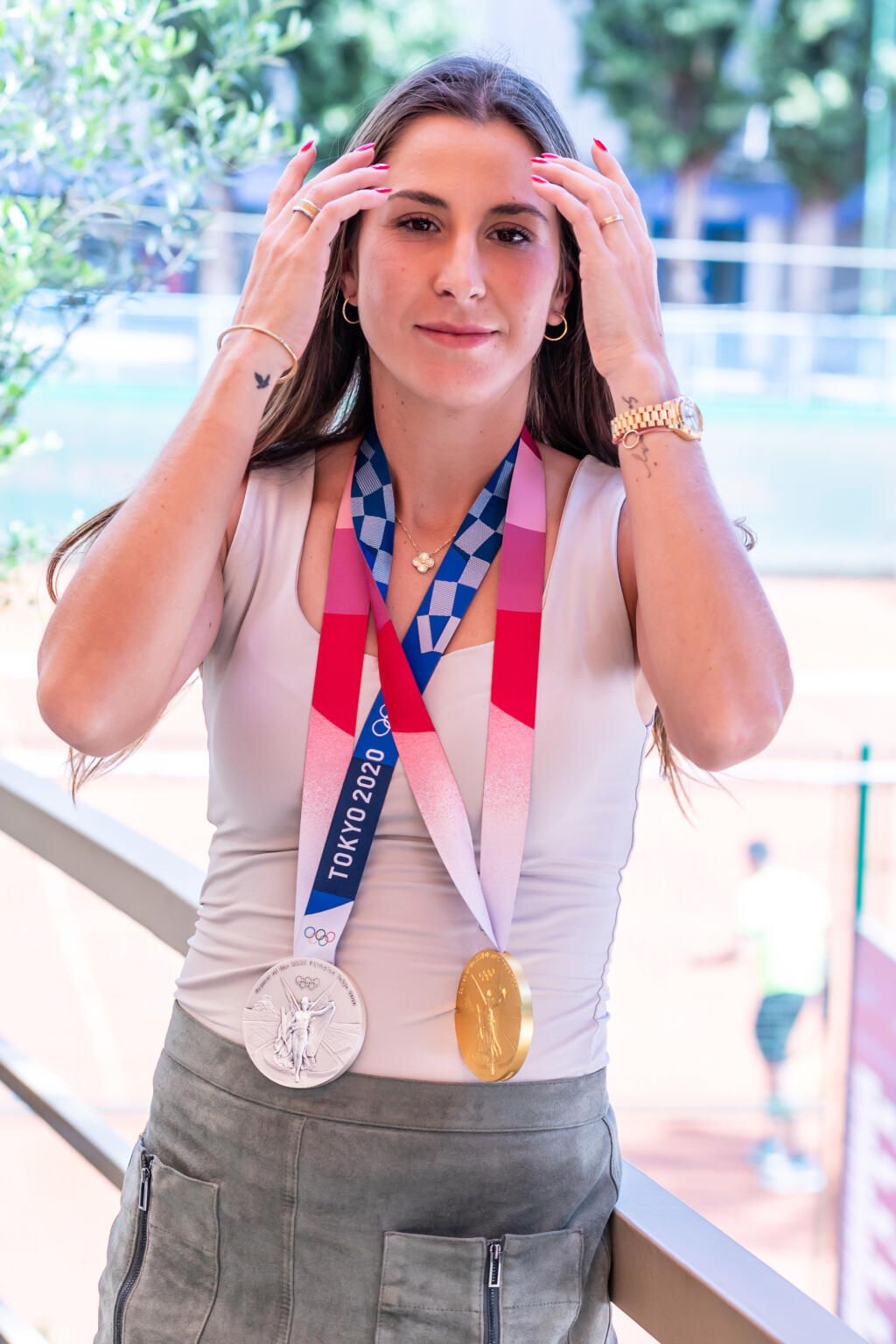 Na snímke je švajčiarska tenistka Belinda Benčič pred tlačovou konferenciou na TK Slovan Bratislava.