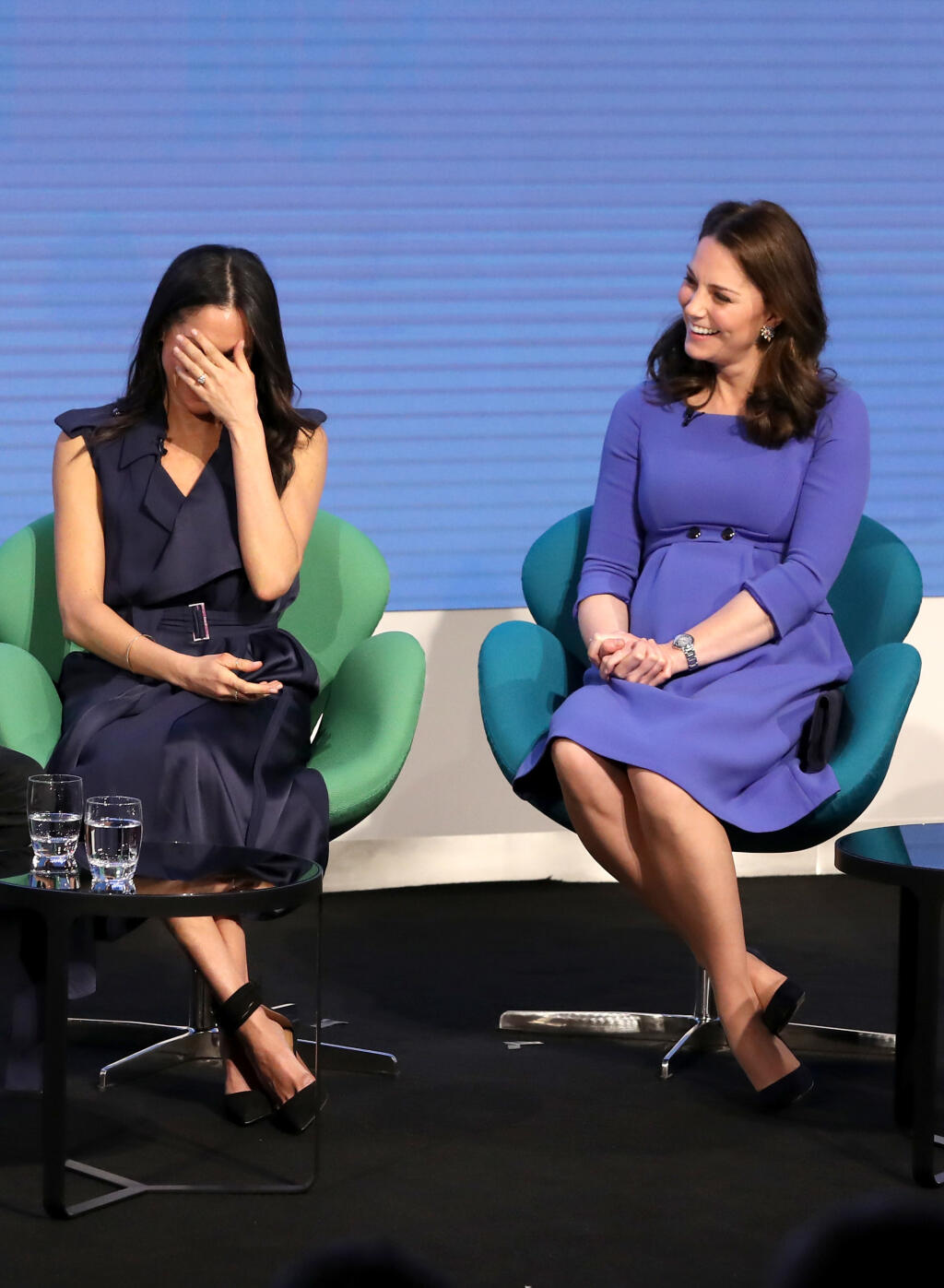 LONDON, ENGLAND - FEBRUARY 28: Meghan Markle and Catherine, Duchess of Cambridge attend the first annual Royal Foundation Forum held at Aviva on February 28, 2018 in London, England. Under the theme 'Making a Difference Together', the event will showcase the programmes run or initiated by The Royal Foundation. (Photo by Chris Jackson - WPA Pool/Getty Images)