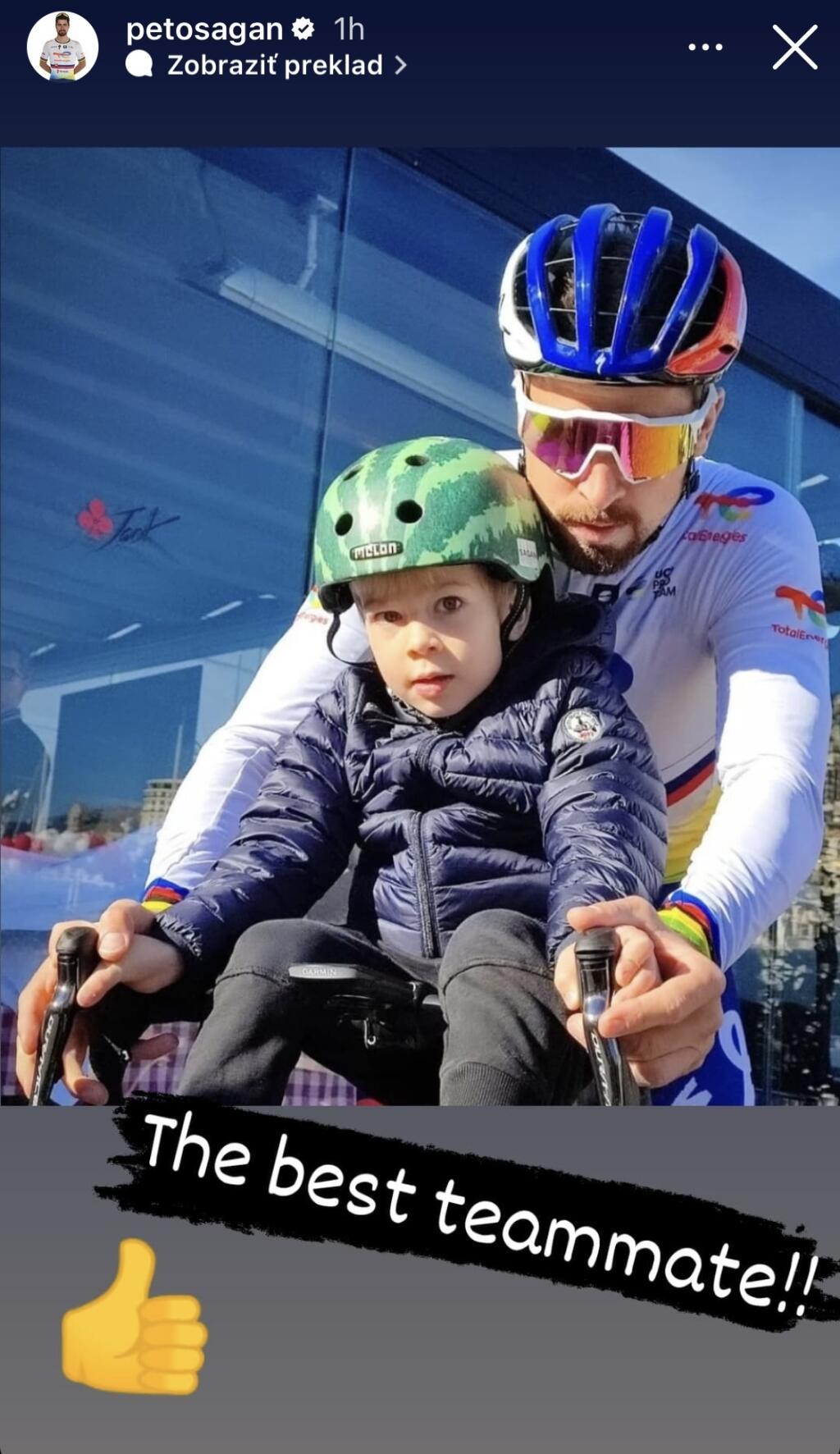 Najlepší spolujazdec, okomentoval Sagan najnovšie fotky s Marlonom.