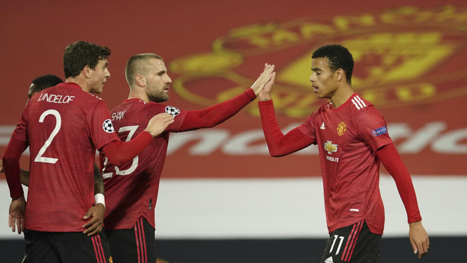 JB 43 Manchester - Hráč Manchesteru United Mason Greenwood (vpravo) oslavuje so spoluhráčmi úvodný gól v zápase H-skupiny 2. kola skupinovej fázy Ligy majstrov Manchester United - RB Lipsko v Manchesteri 28. októbra 2020. FOTO TASR/AP

Manchester United's Mason Greenwood, right, celebrates after scoring his side's opening goal during the Champions League group H soccer match between Manchester United and RB Leipzig, at the Old Trafford stadium in Manchester, England, Wednesday, Oct. 28, 2020. (A