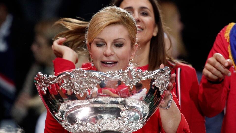 Prezidentka Chorvátska Kolinda Grabarová Kitarovičová si finále Davis Cupu užívala ako vždy.