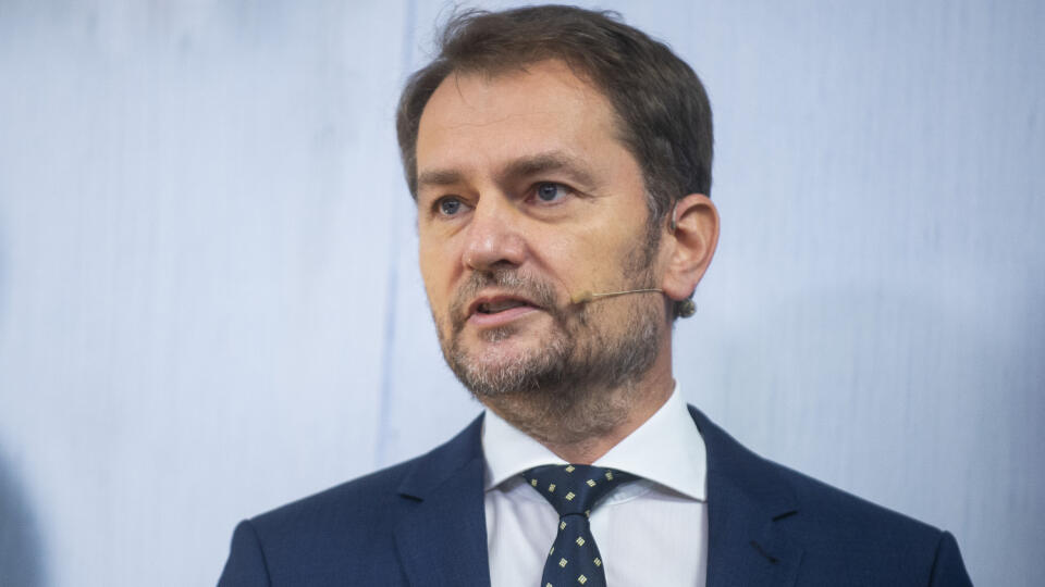 Na snímke minister financií SR Igor Matovič (OĽaNO) počas tlačovej konferencie 14. novembra 2021 v Bratislave. FOTO TASR - Jakub Kotian