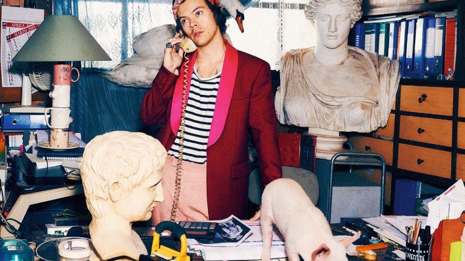 Harry Styles sa v úlohe modela našiel. Najmä keď v Gucci pre neho vymýšľajú naozaj netradičné štylizácie.