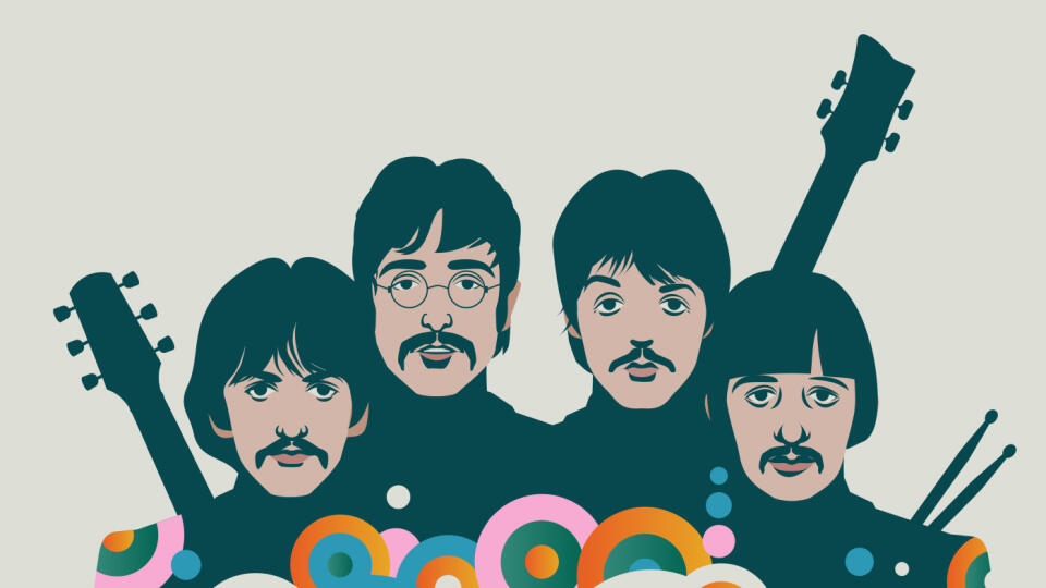 November,8,2015:,Vector,Illustration,Of,The,Beatles,With,Instruments,