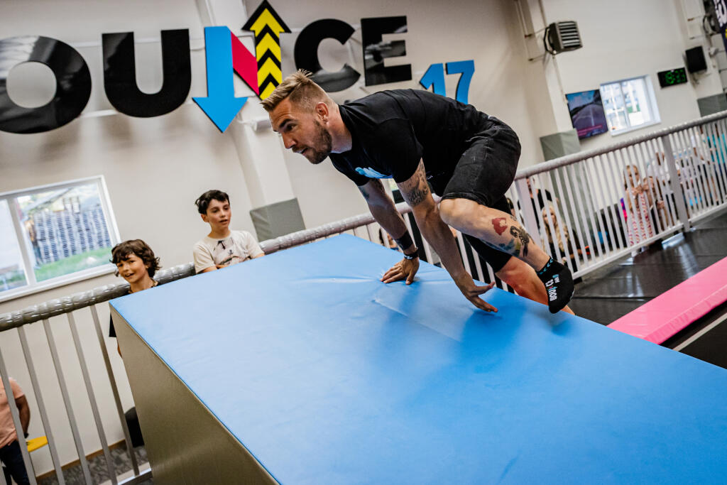 Na snímke Erik Jendrišek počas slávnostného otvorenia Bounce Park 17, najväčšieho športovo zábavného parku na Slovensku.