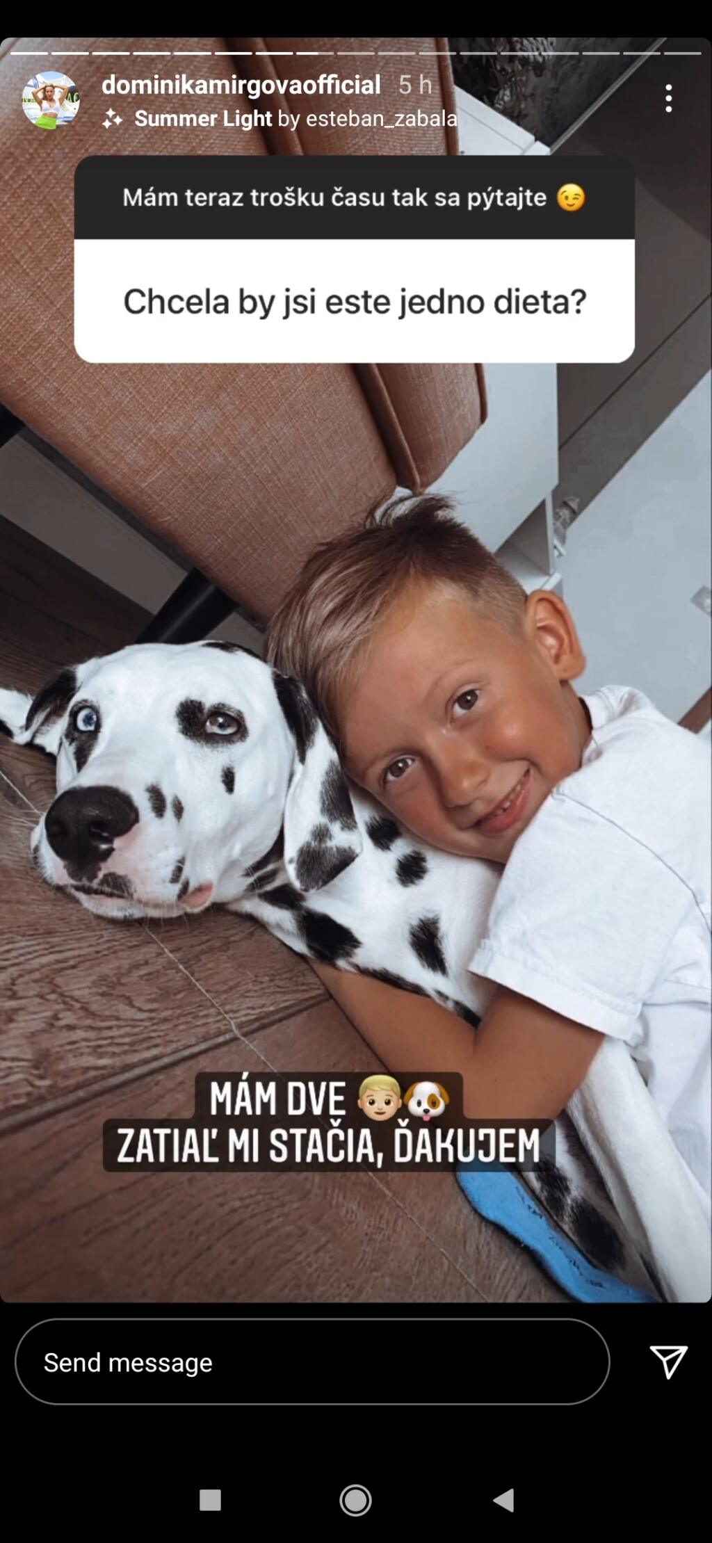 Dominika Mirgová o dieťati