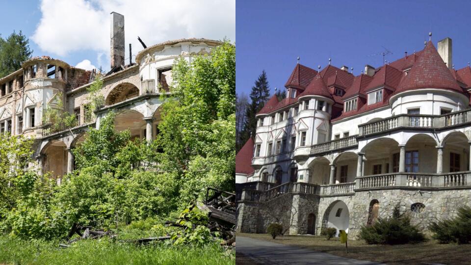 Kaštieľ Kunerád po 10 rokoch a pred desiatimi rokmi.
