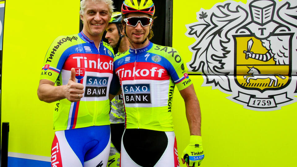 Oleg Tinkov (vľavo) má momentálne veľkú radosť z výsledkov Petra Sagana.