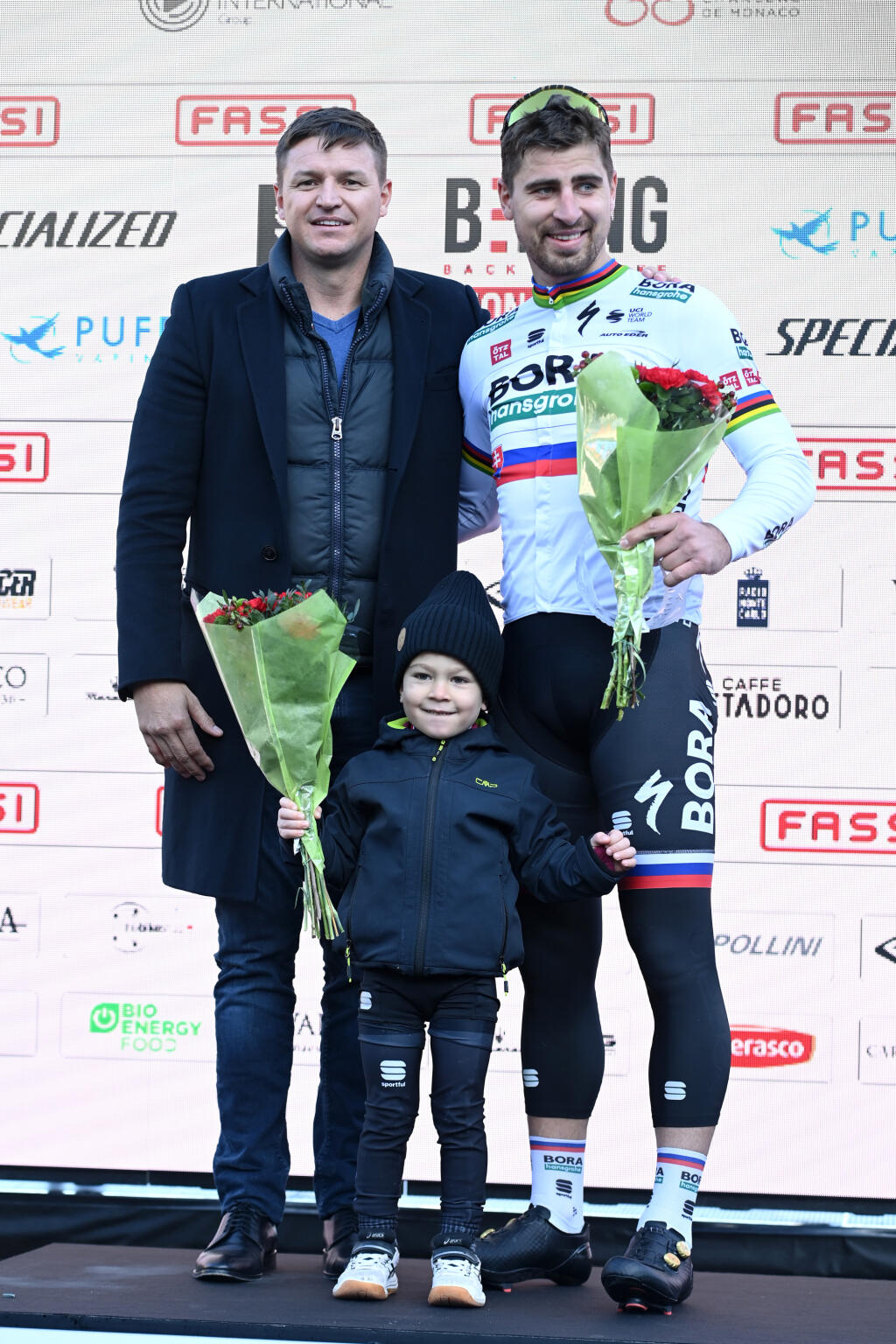 Sagan sa objavil na pódiu po boku rozkošného syna Marlona.