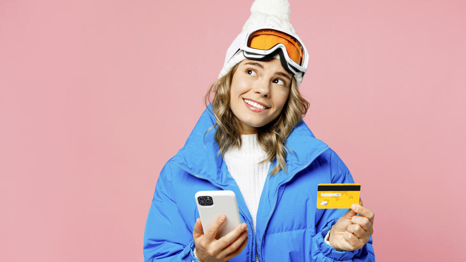 Snowboarder,Minded,Woman,Wear,Blue,Suit,Goggles,Mask,Hat,Ski