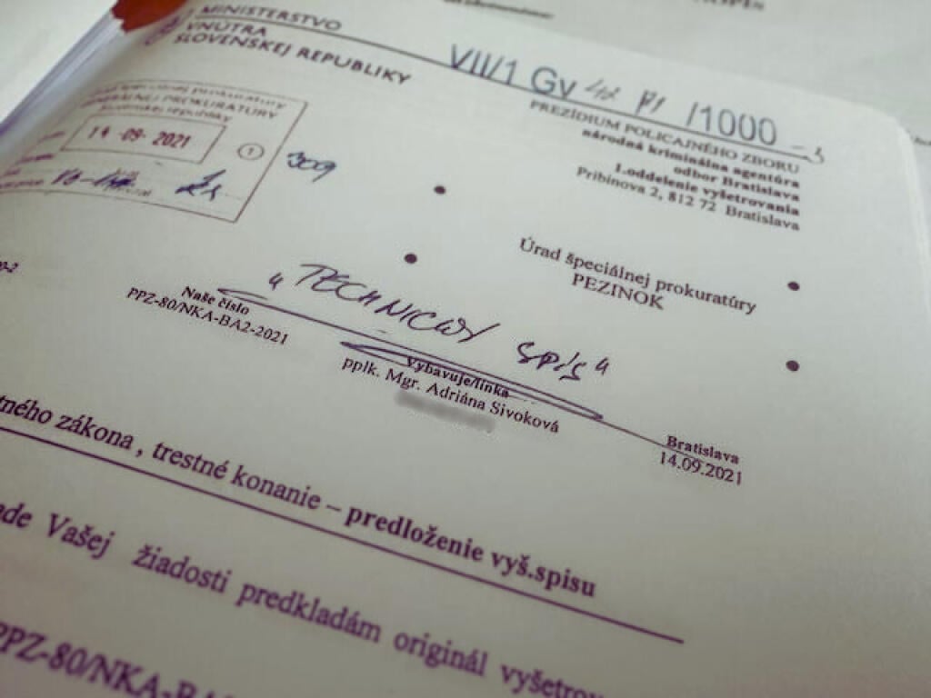 Inšpekcia zaistila predkladaciu správu k spisu číslo 80 zo špeciálnej prokuratúre, pravdepodobne prokurátor na ňu vlastnoručne napísal poznámku, že ide o technický spis.