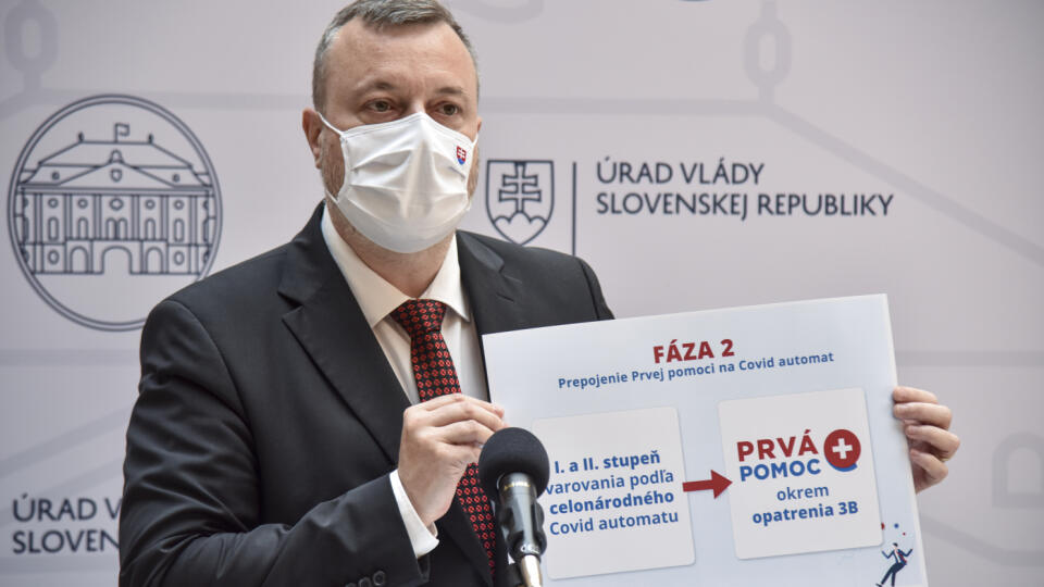 Na snímke minister práce, sociálnych vecí a rodiny (MPSVR) SR Milan Krajniak (Sme rodina) počas tlačovej konferencie v rámci 15. rokovania vlády SR 9. júna 2021 v Bratislave. FOTO TASR - Pavol Zachar