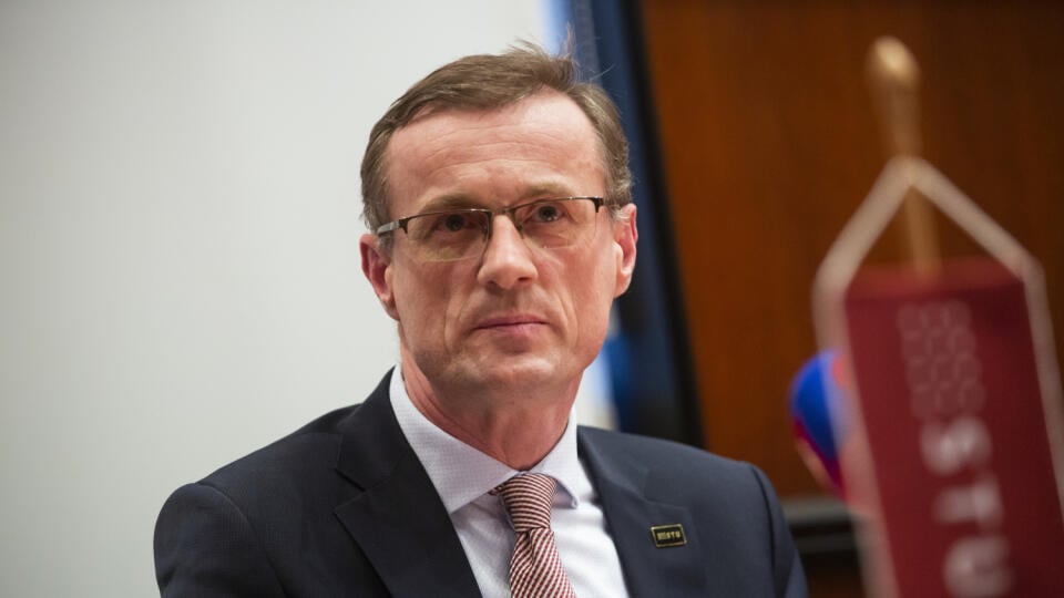 Na snímke rektor Slovenskej technickej univerzity (STU) Miroslav Fikar počas tlačovej konferencie k riešeniu situácie na Fakulte informatiky a informačných technológií STU v Bratislave 14. januára 2020. FOTO TASR - Jaroslav Novák